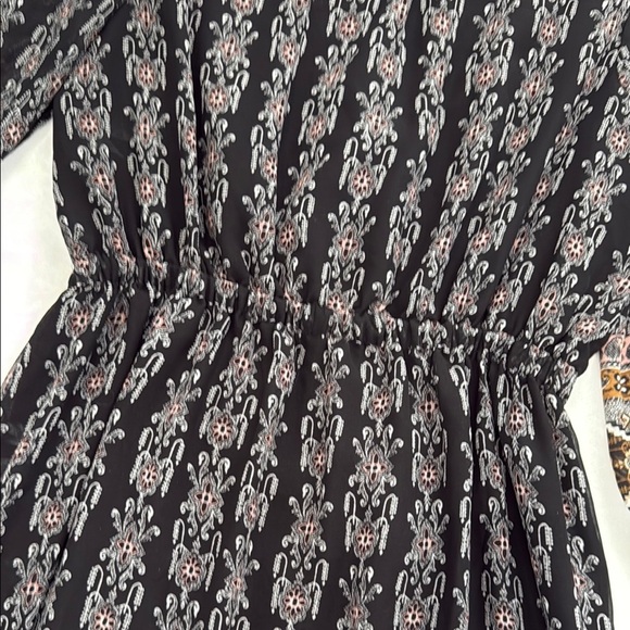 MADEWELL SIZE 6 Bohemian Long Sleeve midi Black and Brown Patterned Dress - Picture 11 of 14